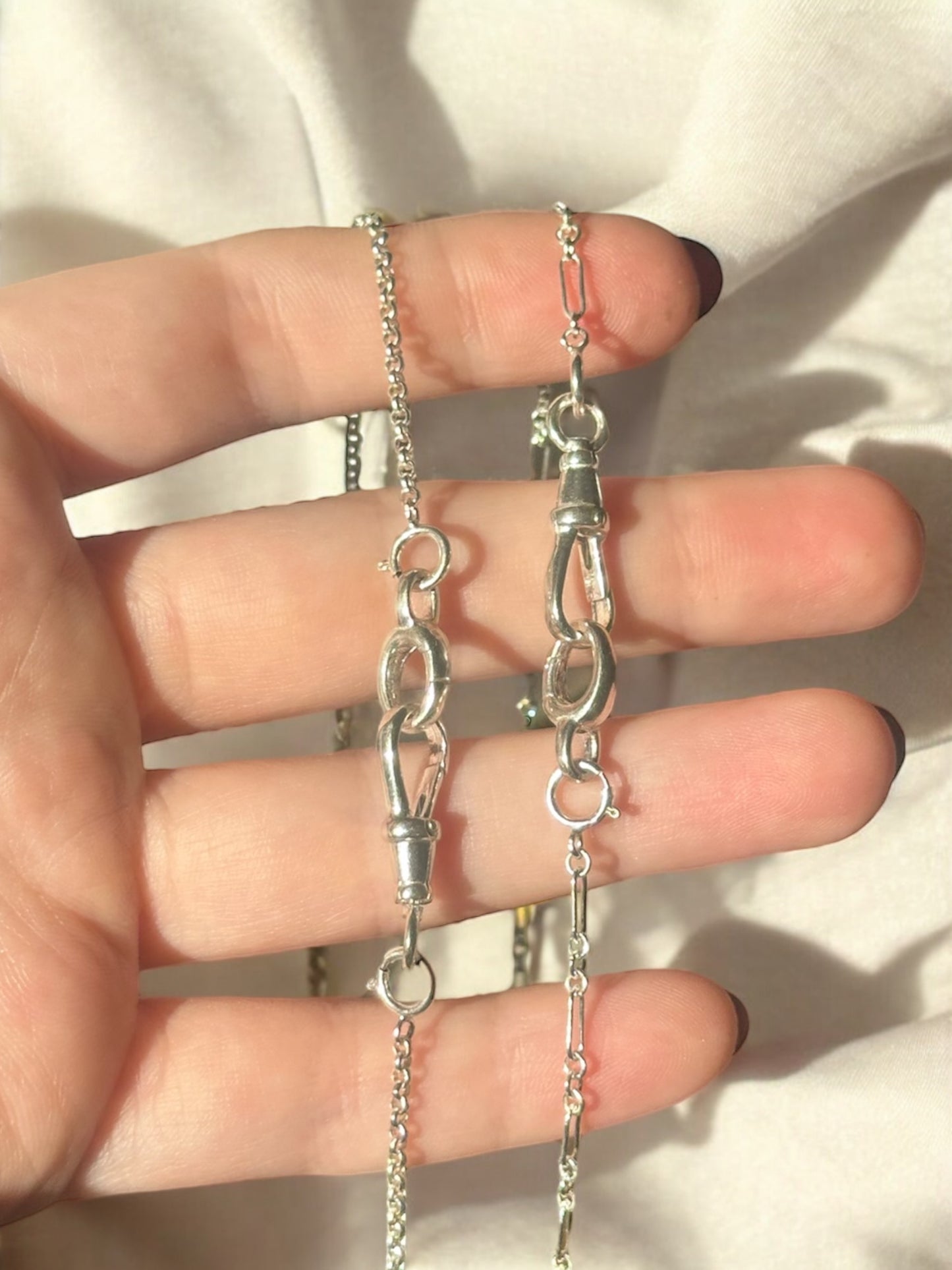 Fob clip charm holder necklace in 925 Sterling silver