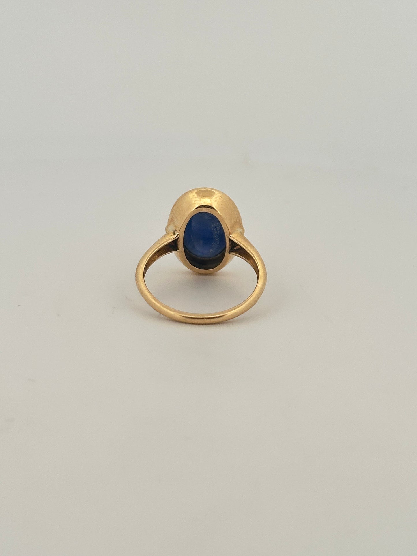 Unheated natural 2ct Burmese sapphire cabochon ring in 10k yellow gold bezel setting