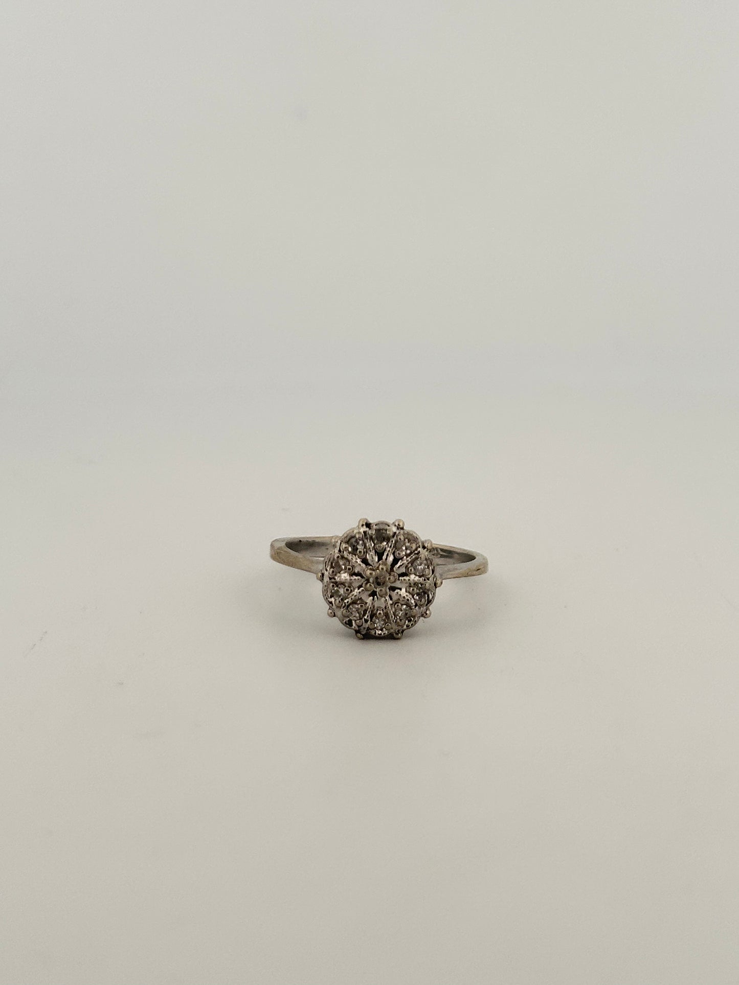 Vintage natural diamond cluster ring in 10k white gold