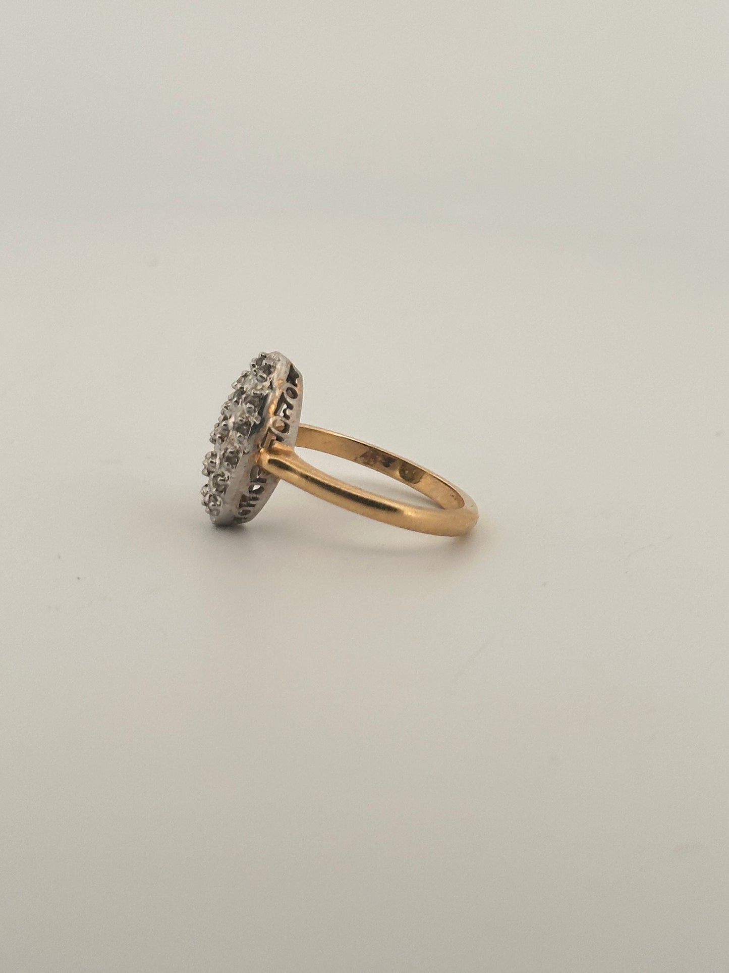 Antique Victorian natural diamond navette ring in 14k gold