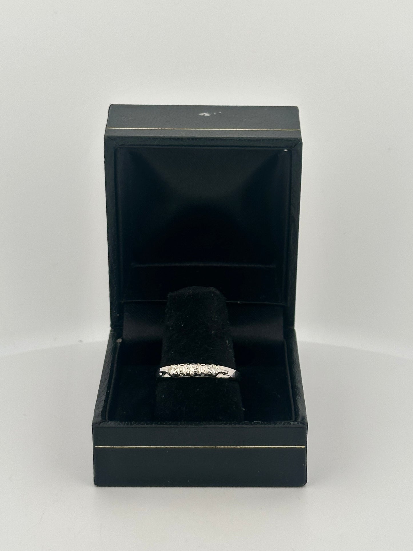 Vintage natural diamond stacker in 14k white gold circa 1960s