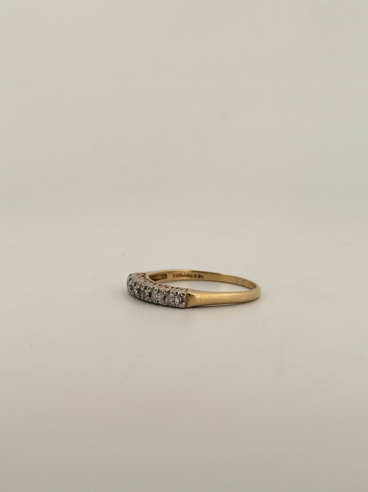Natural diamond two toned stacker in 14k gold