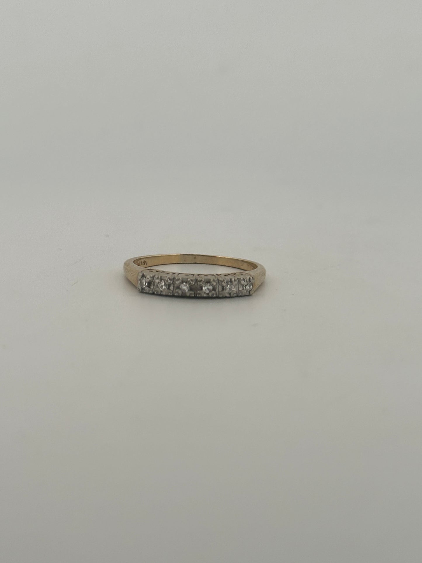 Natural diamond two toned stacker in 14k gold