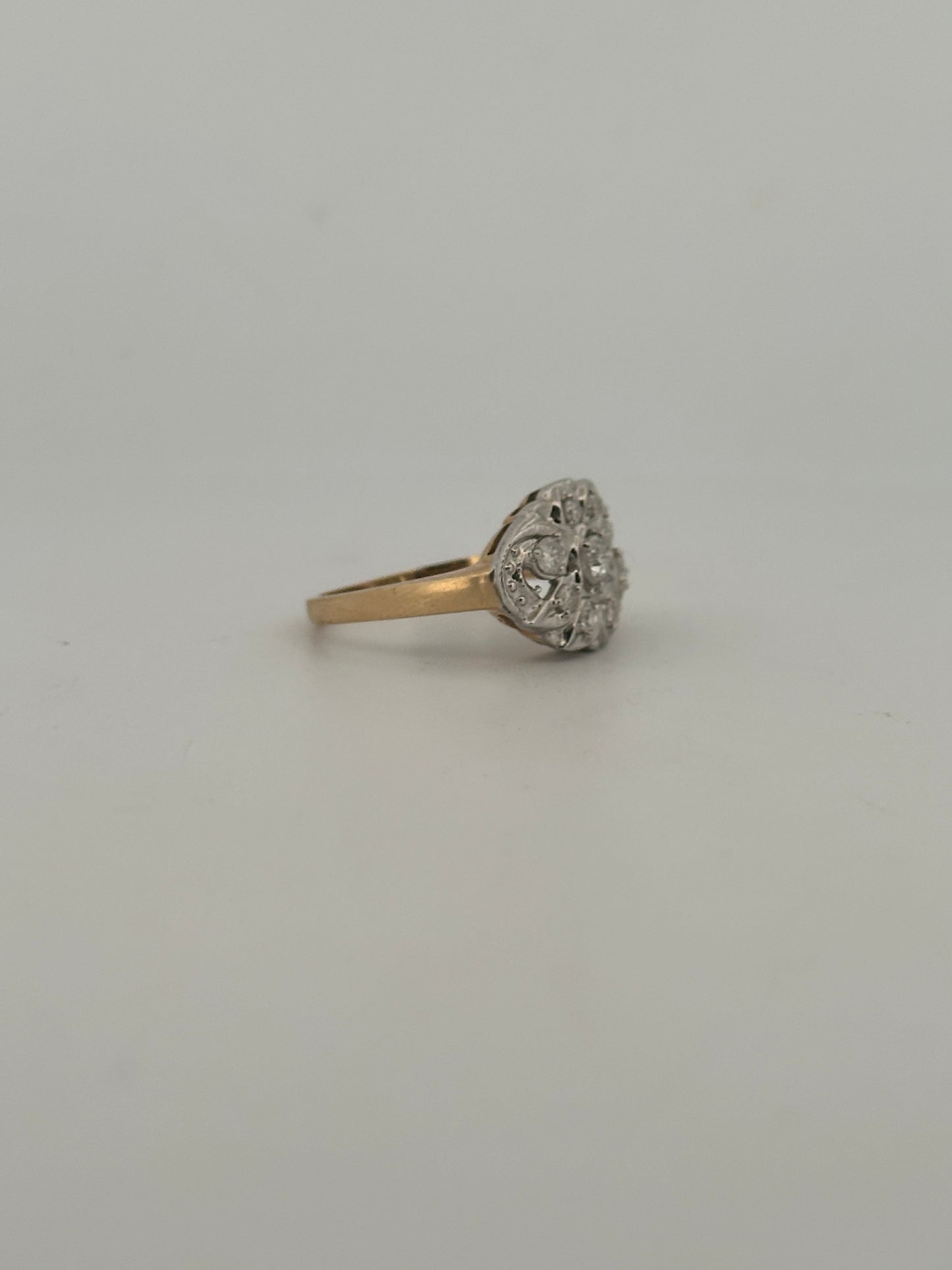 Antique natural diamond dinner ring in 14k gold