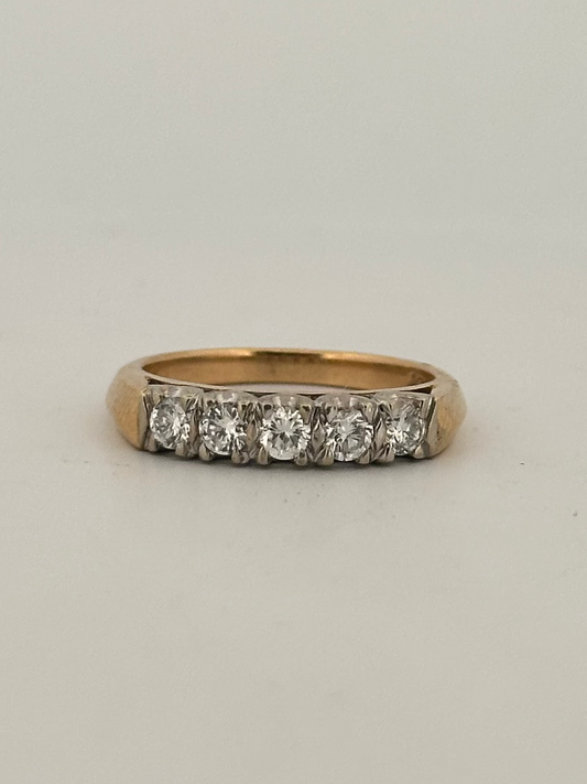 Vintage natural diamond half eternity stacker band circa 1950s in 14k gold