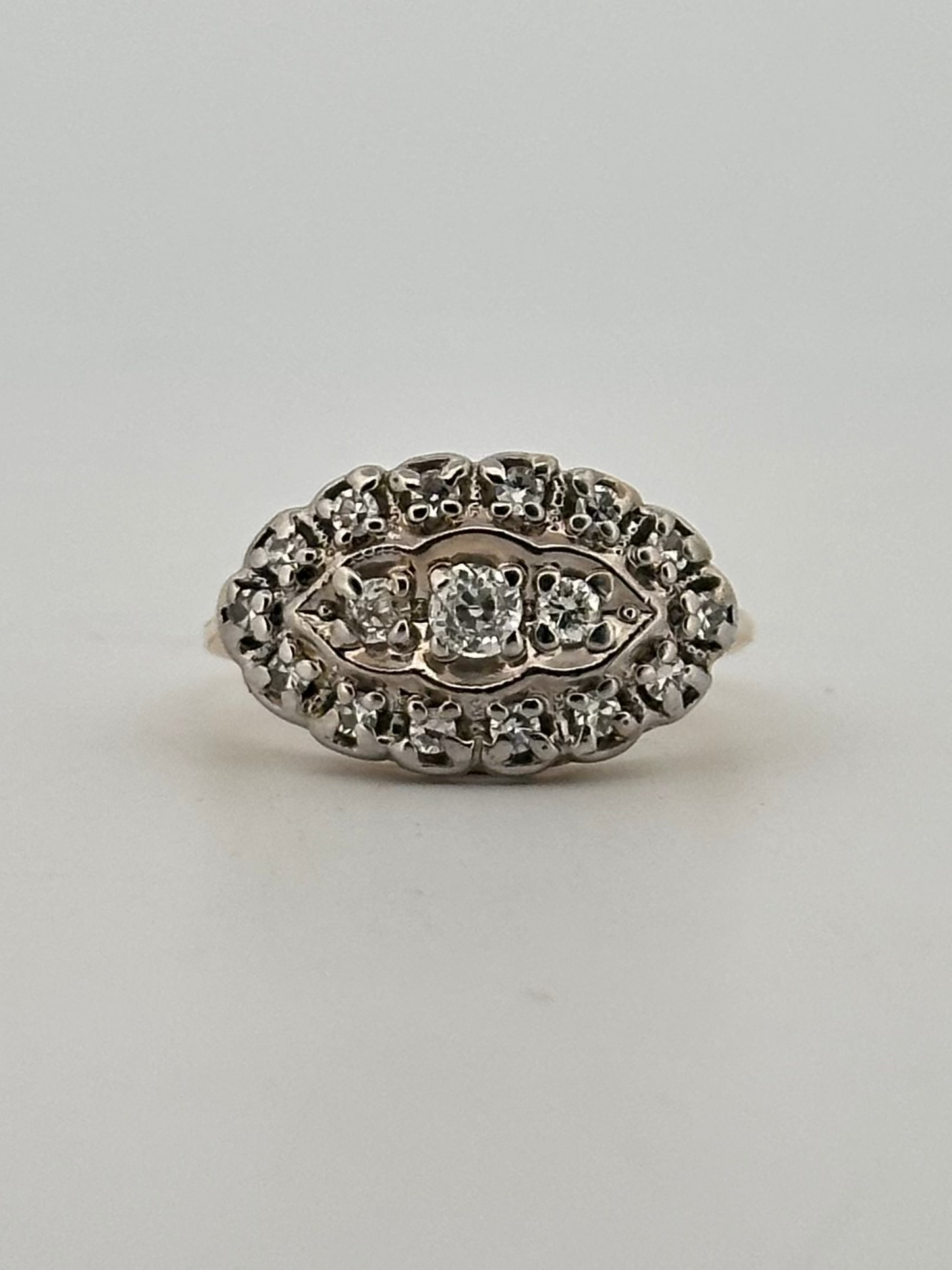 Vintage natural diamond dinner ring in 14k gold circa 1930s