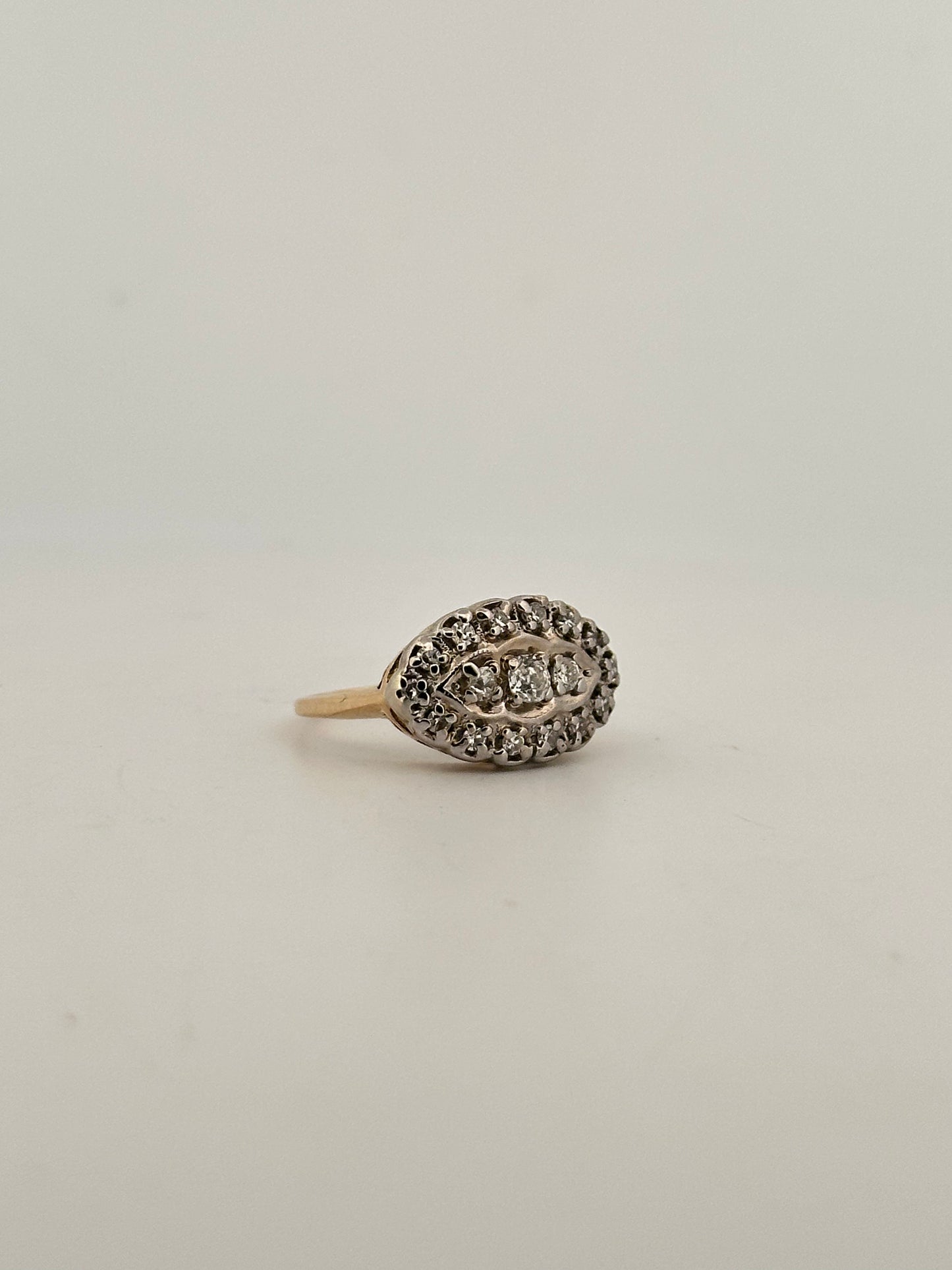 Vintage natural diamond dinner ring in 14k gold circa 1930s