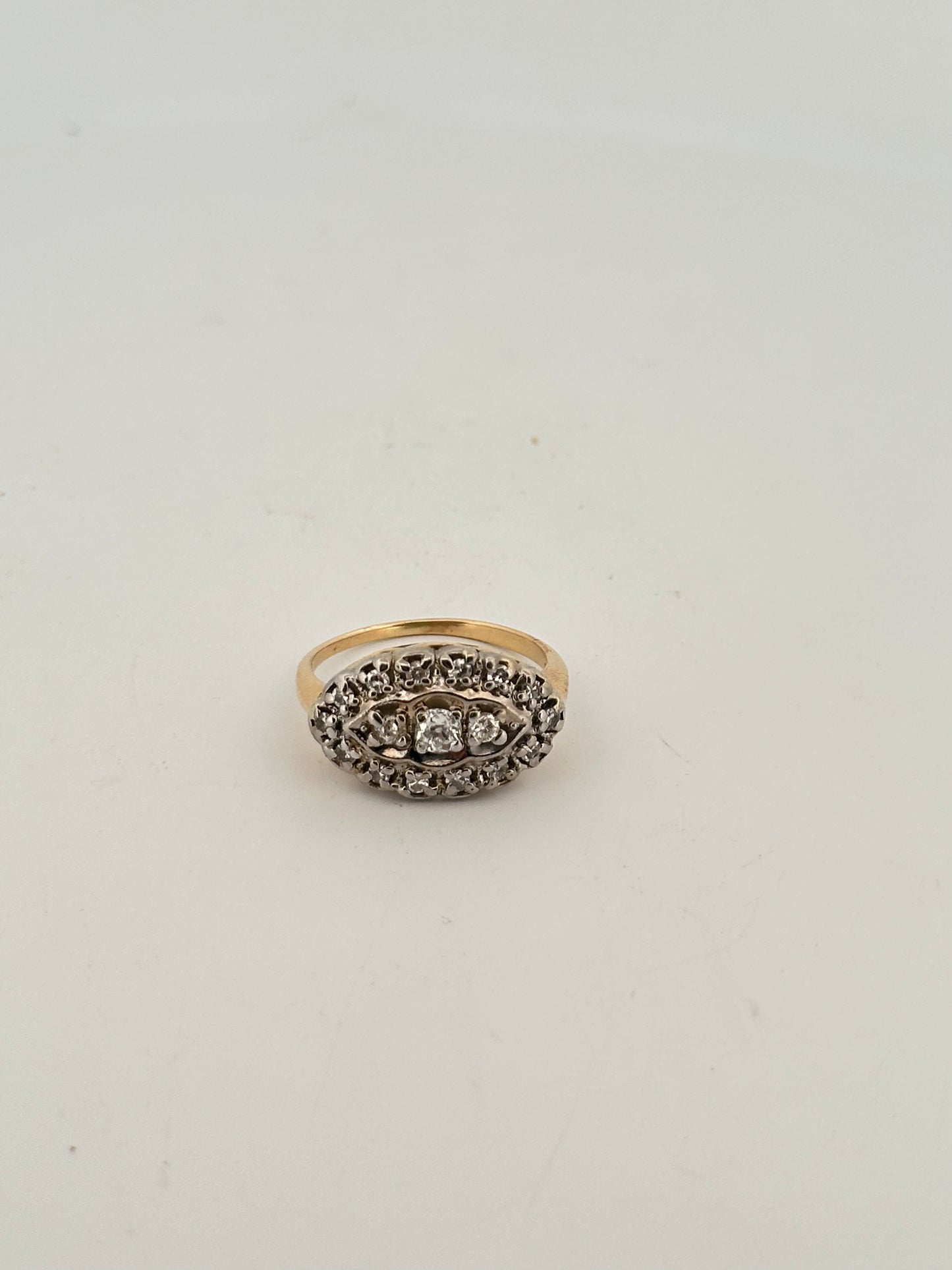 Vintage natural diamond dinner ring in 14k gold circa 1930s