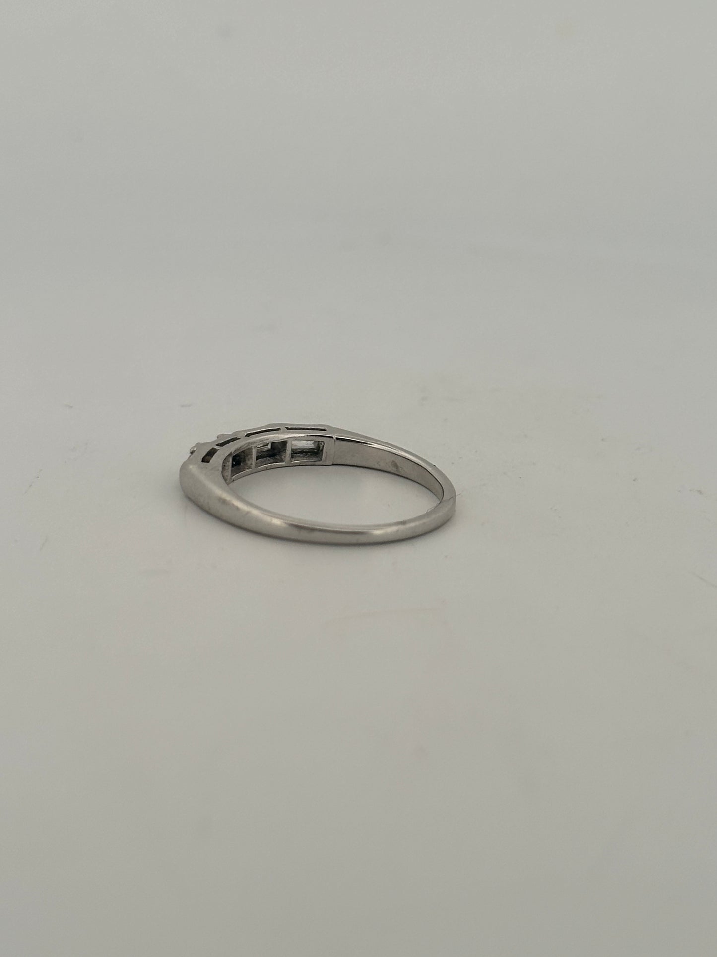 Natural baguette diamond half eternity band in 14k white gold