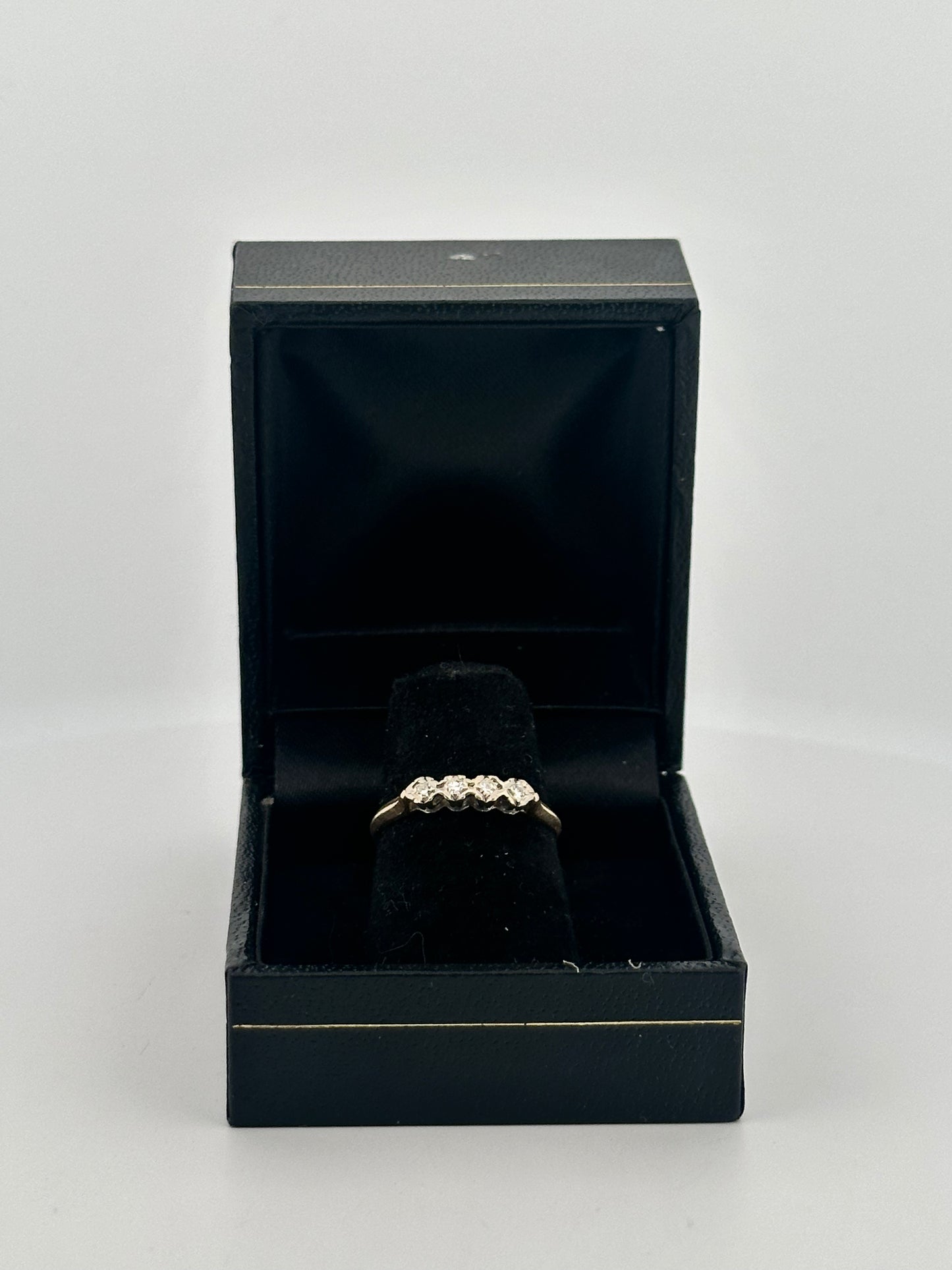 Vintage natural diamond half eternity band in 14k gold circa 1960s