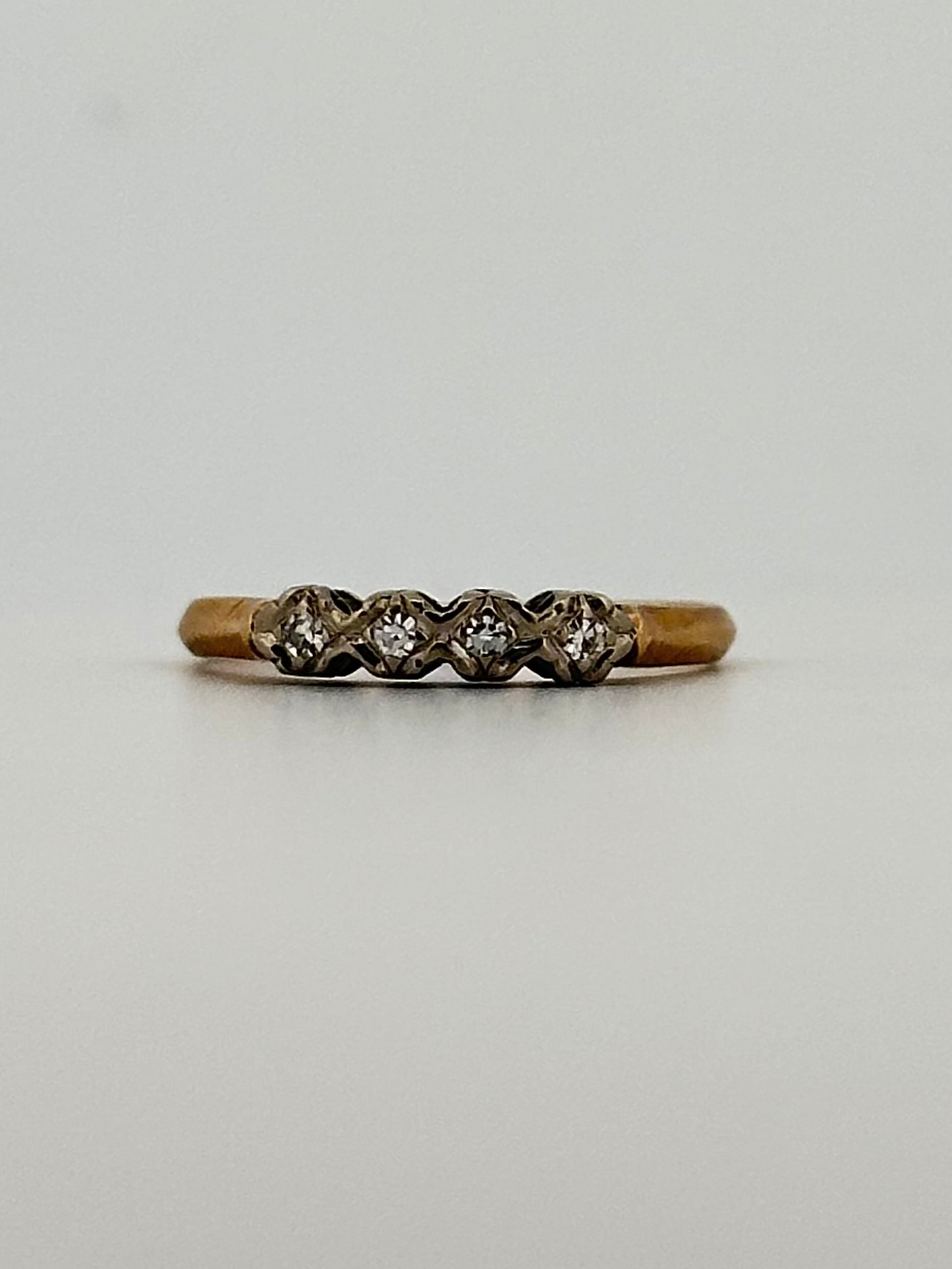 Vintage natural diamond half eternity band in 14k gold circa 1960s