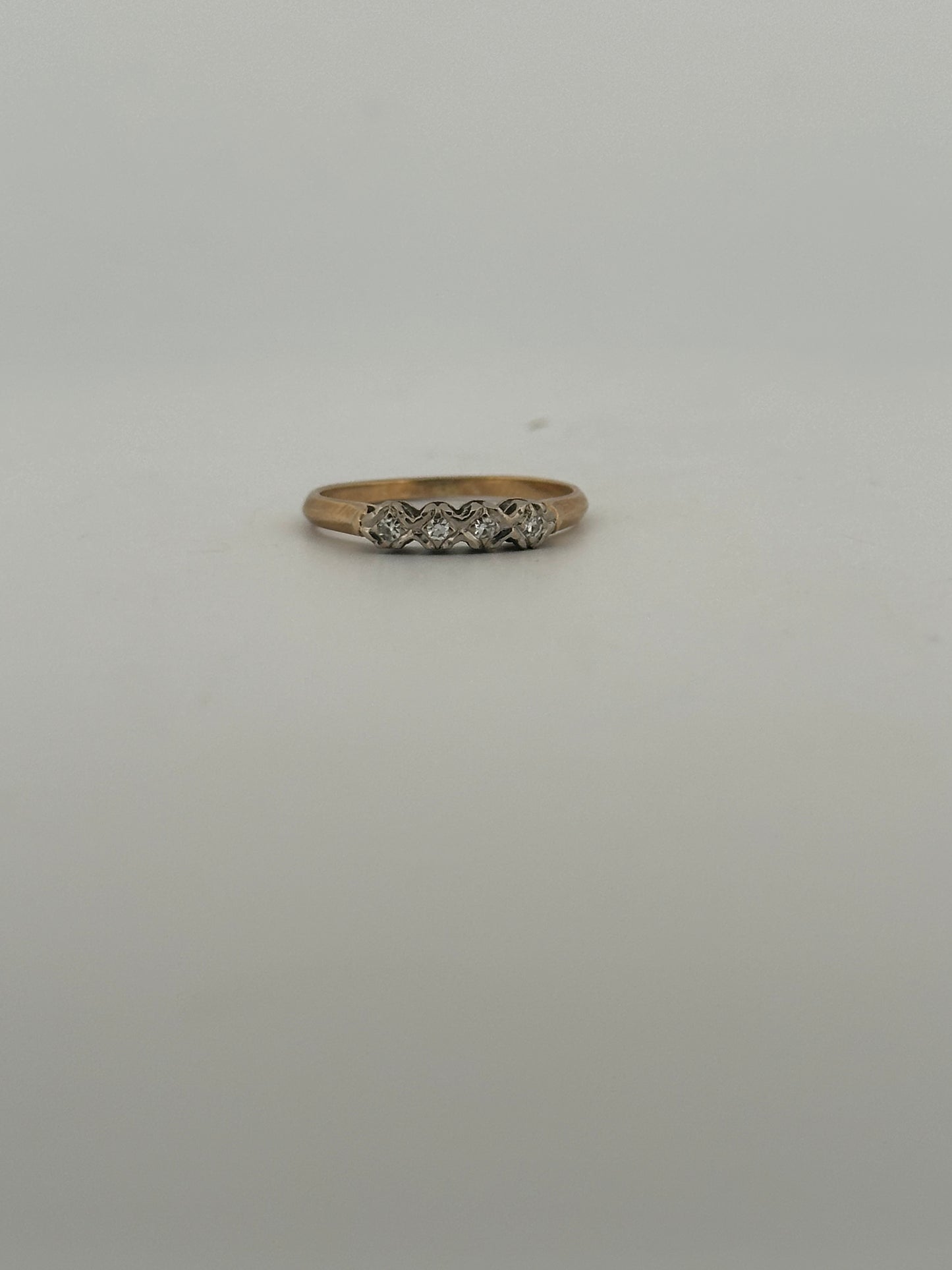Vintage natural diamond half eternity band in 14k gold circa 1960s