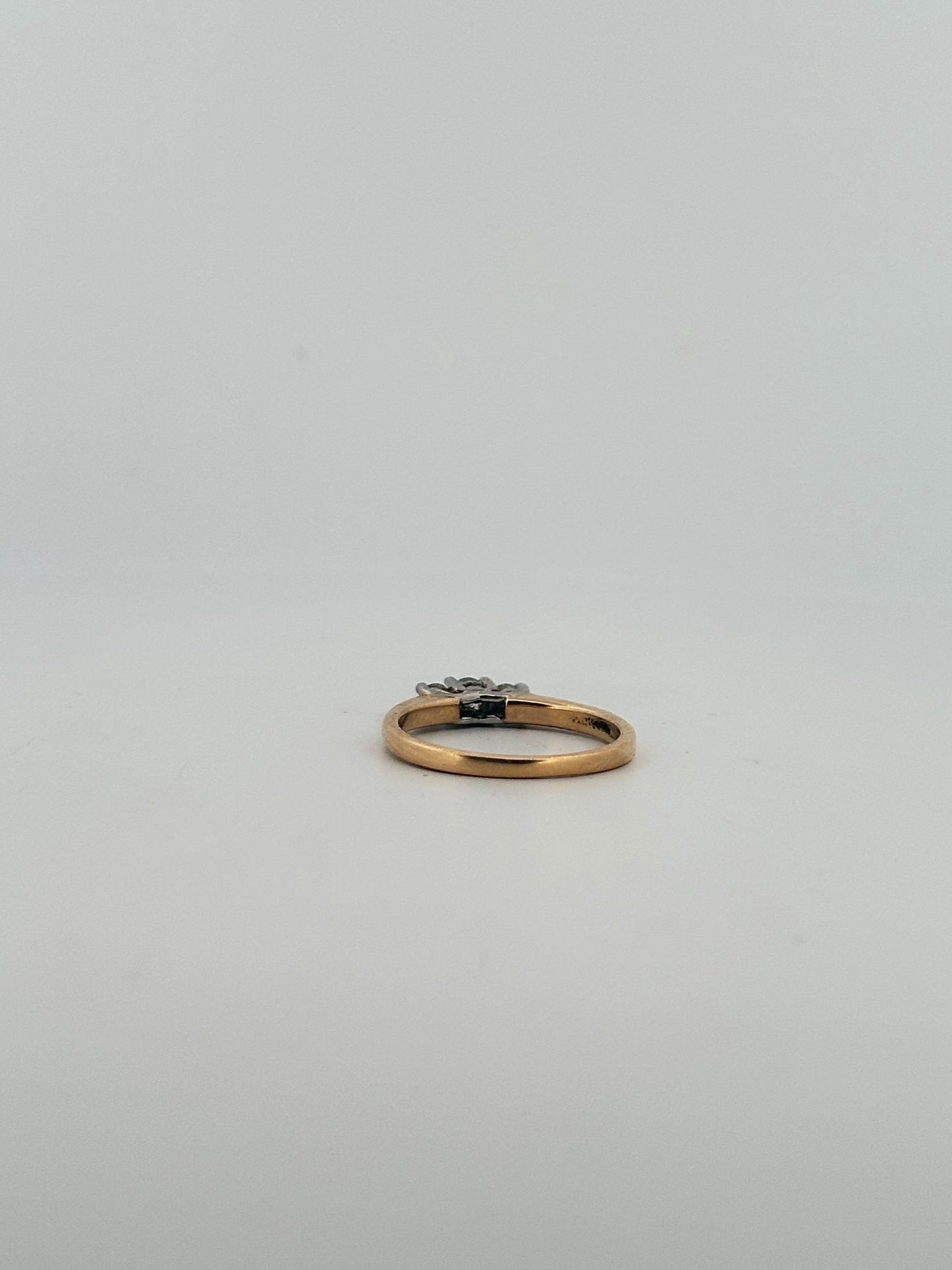 Vintage natural diamond trilogy stacker in 14k yellow gold