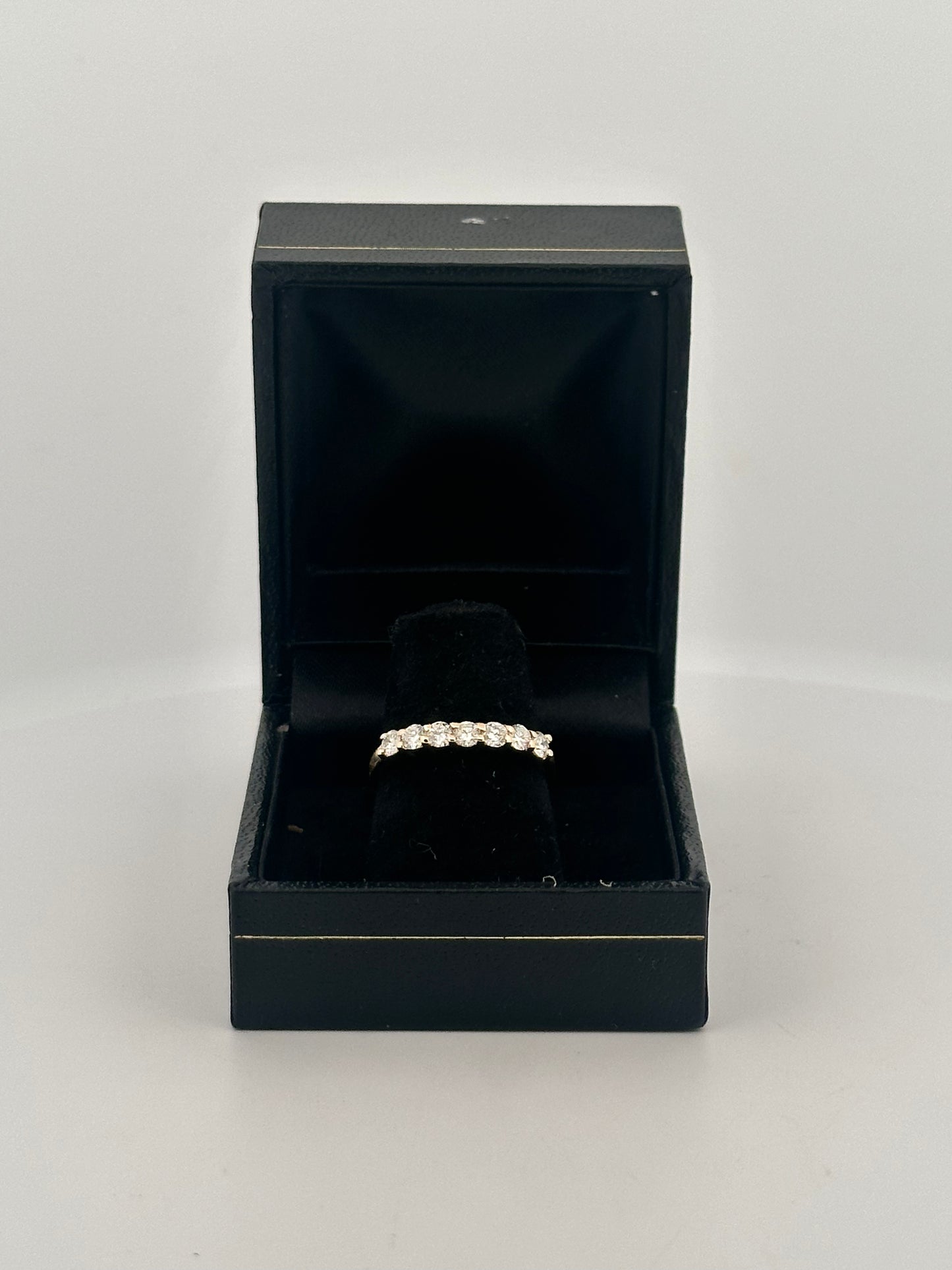 Vintage natural diamond half eternity band stacker in 14k yellow gold