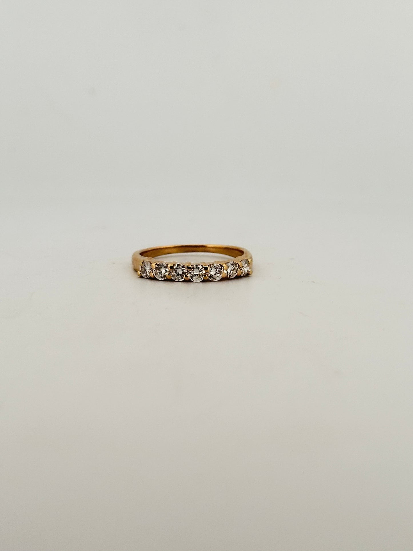 Vintage natural diamond half eternity band stacker in 14k yellow gold