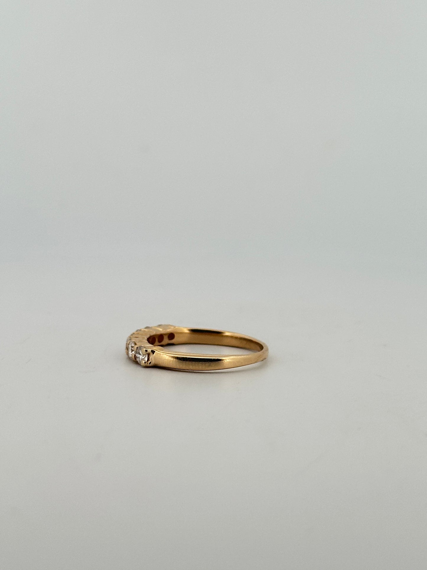 Vintage natural diamond half eternity band stacker in 14k yellow gold