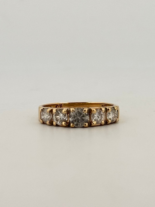 Vintage natural diamond half eternity band in 10k gold