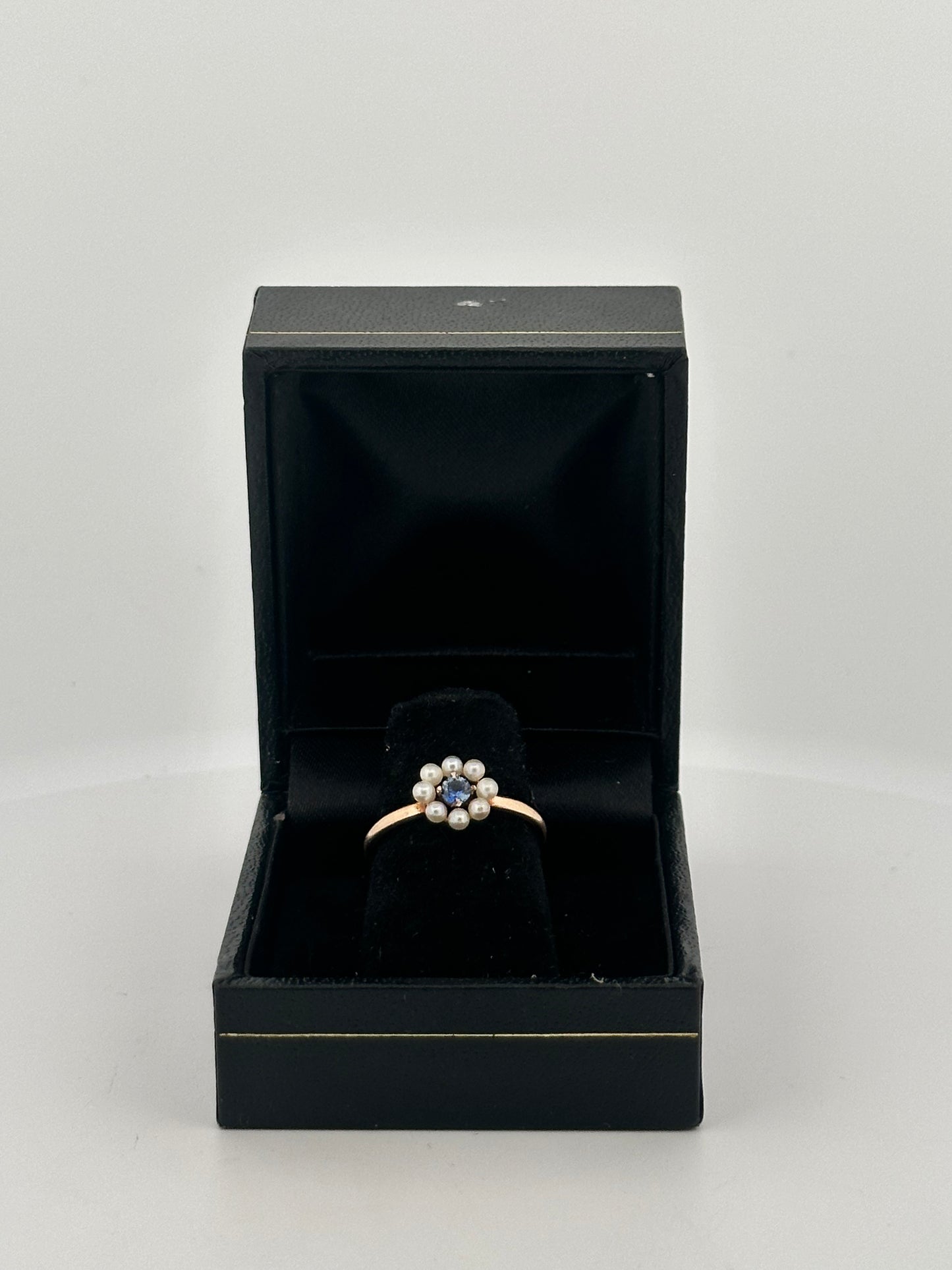 Antique Victorian Pearl and Ceylon sapphire ring