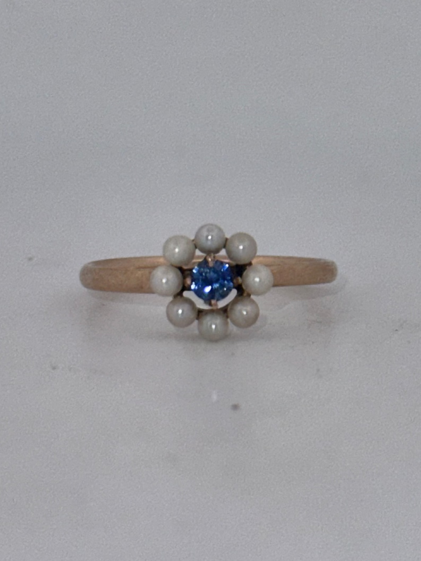 Antique Victorian Pearl and Ceylon sapphire ring