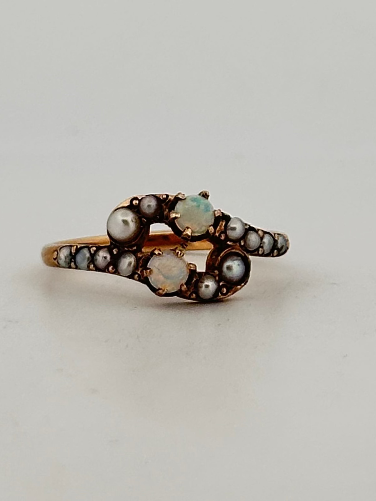 Antique Victorian opal and seed Pearl ring