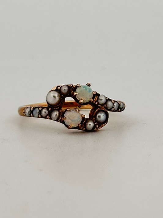Antique Victorian opal and seed Pearl ring