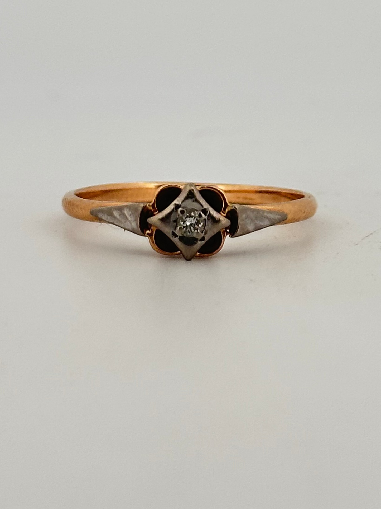 Vintage diamond solitaire ring in 14k with USSR stamp