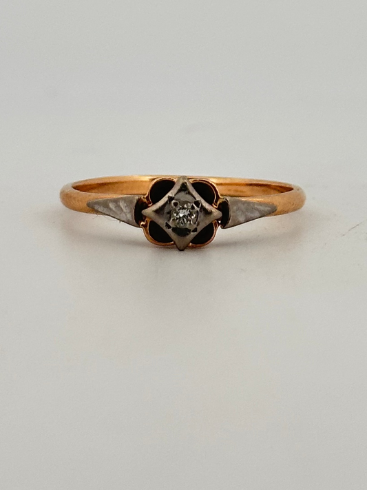 Vintage diamond solitaire ring in 14k with USSR stamp