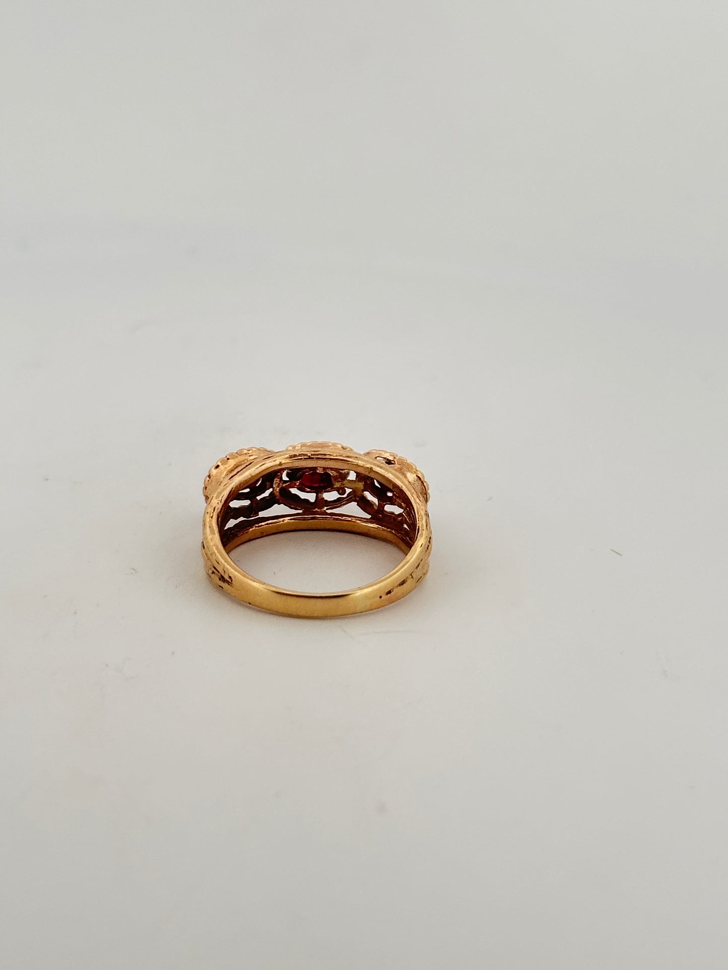 Vintage Victorian revival Ruby ring in 10k yellow gold