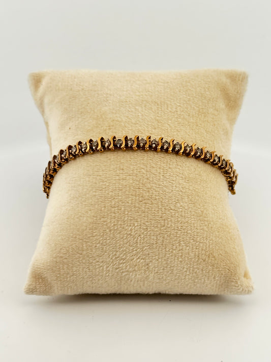 Vintage natural 2.5ct diamond tennis bracelet in 10k gold