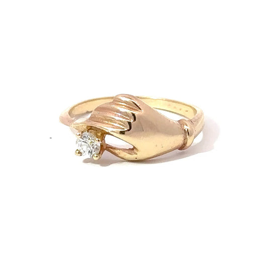 Victorian hand ring in 9k yellow gold - made to order.