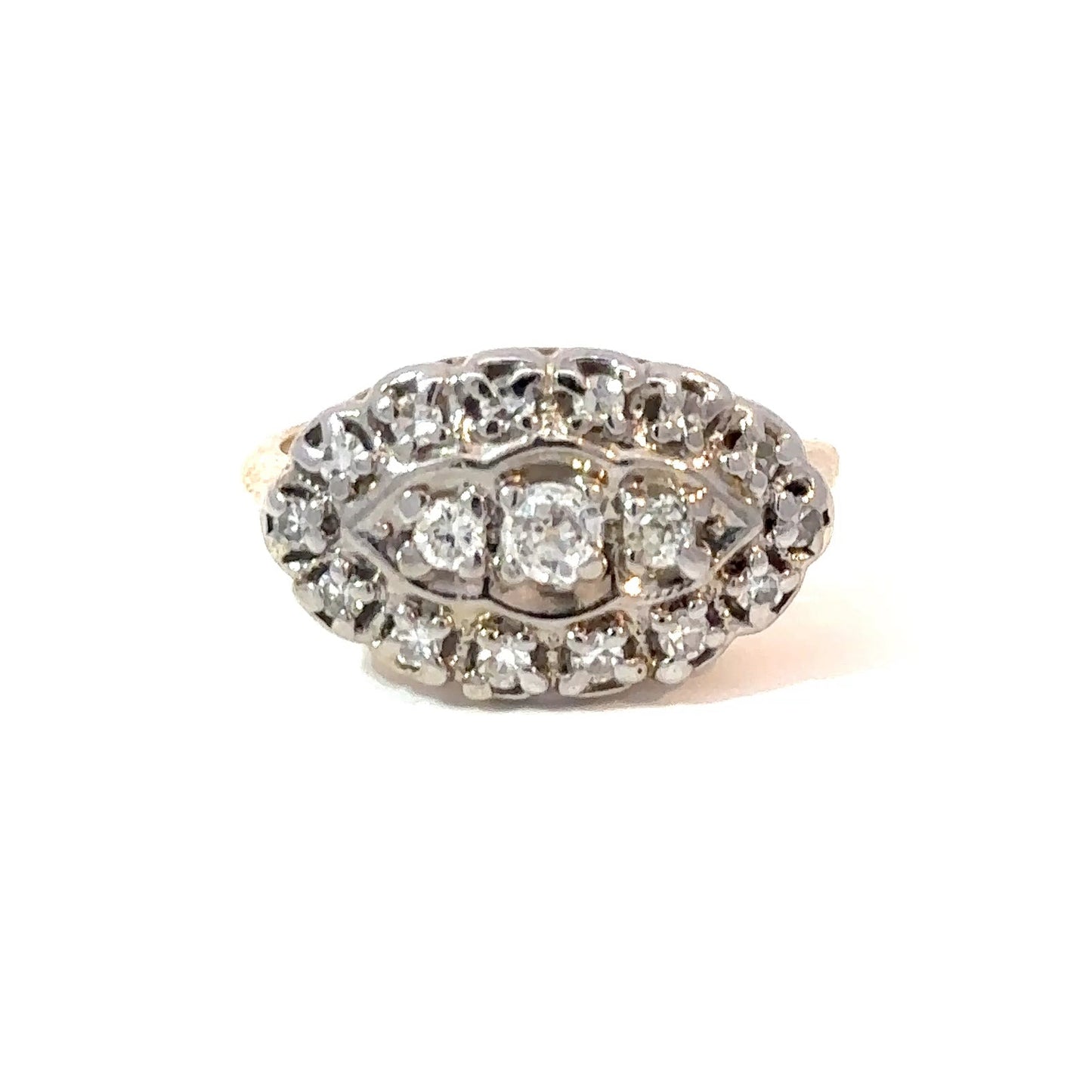 Vintage natural diamond dinner ring in 14k gold circa 1930s