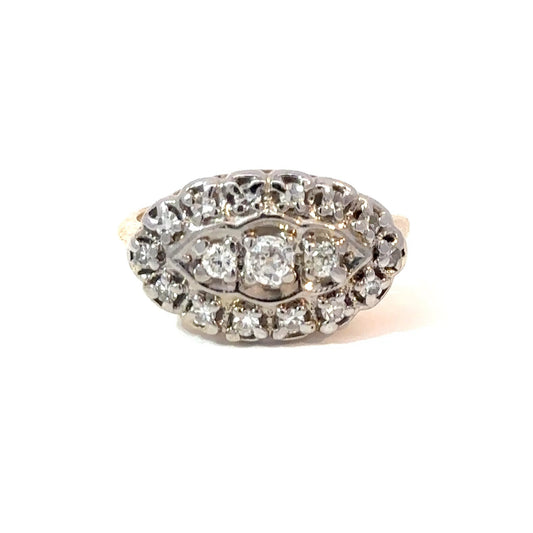 Vintage natural diamond dinner ring in 14k gold circa 1930s