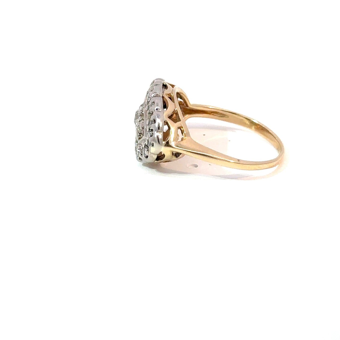 Vintage natural diamond dinner ring in 14k gold circa 1930s