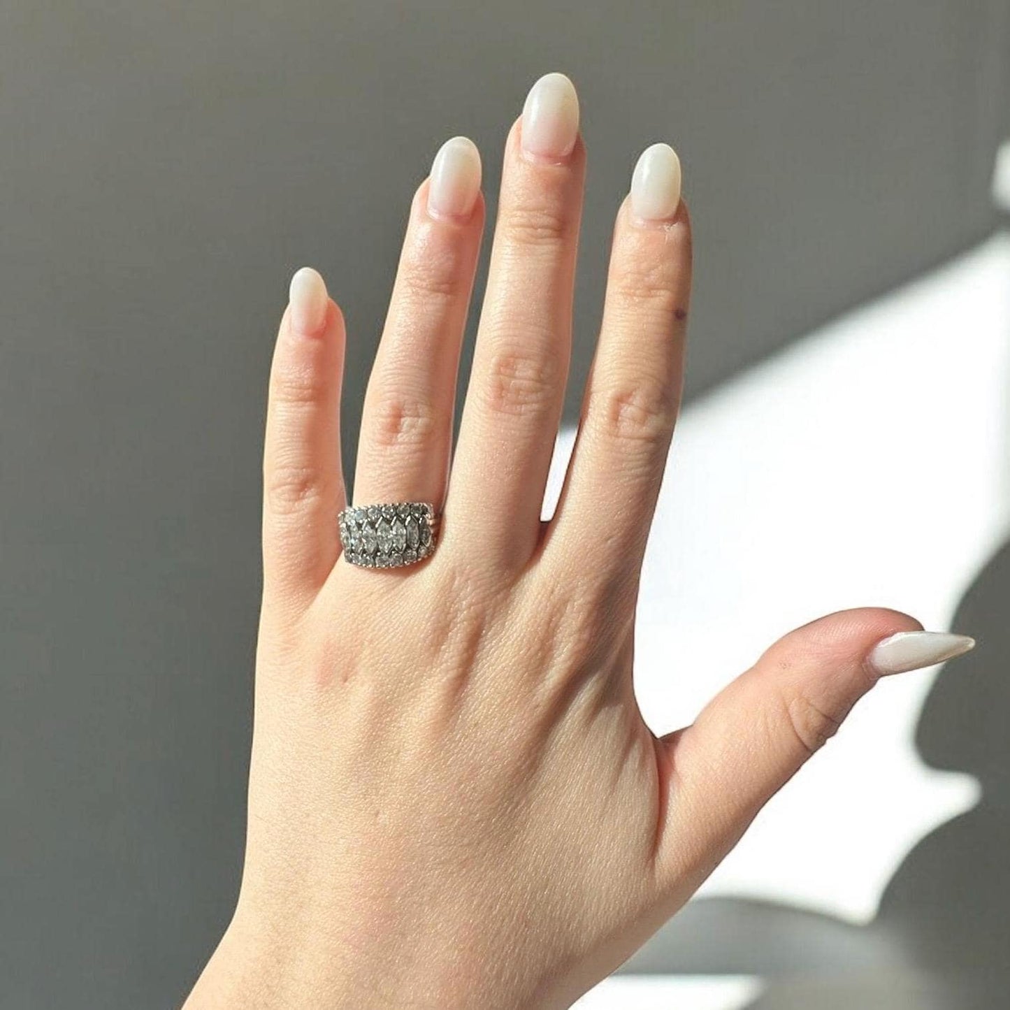 Antique Art Deco Platinum Diamond Ring - Natural Marquise Diamond Ring