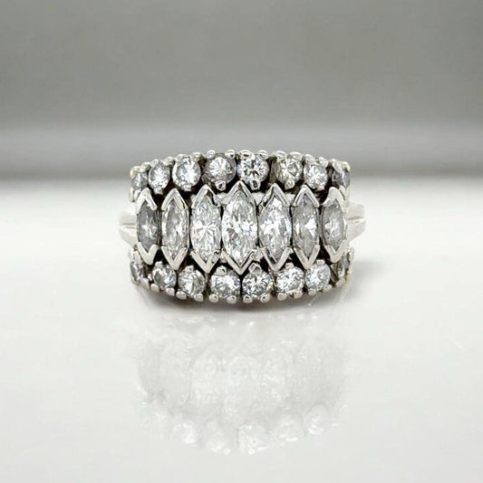 Antique Art Deco Platinum Diamond Ring - Natural Marquise Diamond Ring