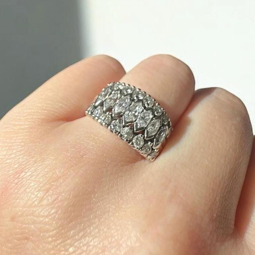 Antique Art Deco Platinum Diamond Ring - Natural Marquise Diamond Ring