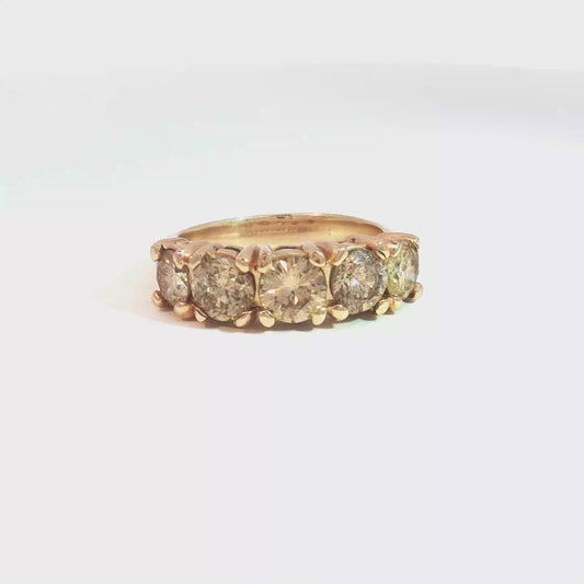 Natural Champagne Diamond Band in 14k Yellow Gold - SLV Original Design
