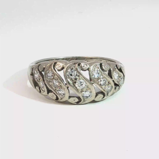 Art Deco Diamond Band in 14k White Gold