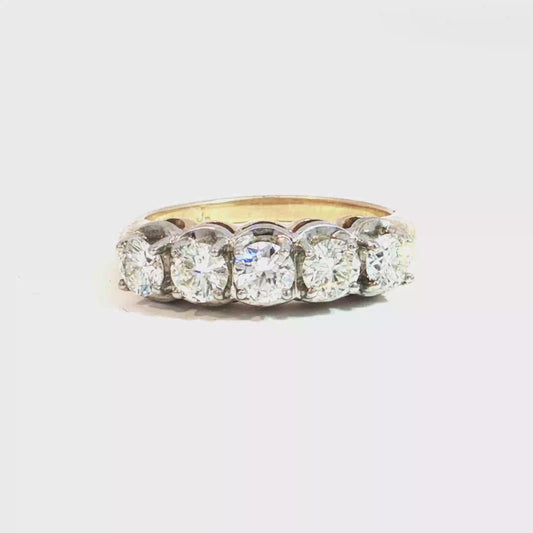 Five-Stone Natural Diamond Band in 14k Yellow Gold