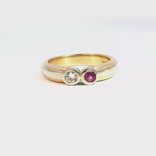 Pink Sapphire and Diamond Toi-et-Moi Ring in 14k Gold