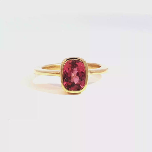 Yellow Gold Bezel-Set Tourmaline Solitaire Ring - SLV Original